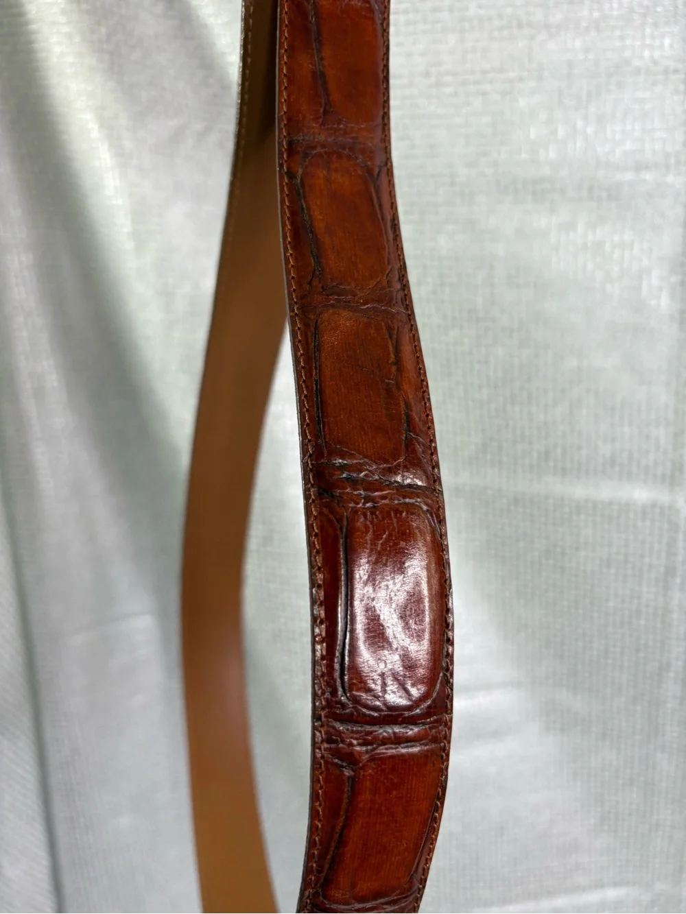Brighton Crocodile Embossed cognac  Leather Men's Belt with Brass Buckle size 42